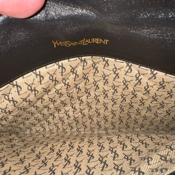 Yves Saint Laurent Shiny Black Chevron Clutch - Picture 5 of 7